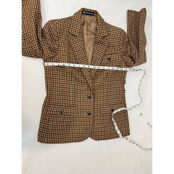 Vintage Academia Houndstooth 100% Wool Skirt Suit Tailored Blazer Pleats 9 - Picture 6 of 16